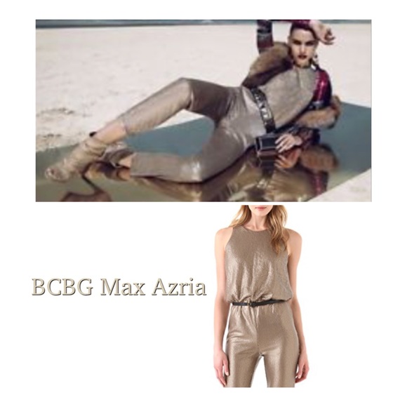 BCBGMaxAzria Pants - BCBG Max Azria Gold Sequined Jumpsuit